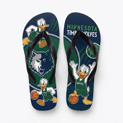 Cartoon Duck Basketball Flip Flops — Sport Fan Sandals | 30 Teams Available - Custom Fan Apparel Image 17