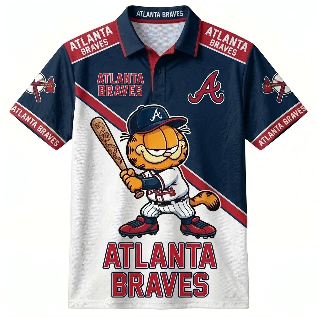 30 Team MLB - Baseball Polo Shirt — Team Color Game Day Polo — Cartoon Cat Baseball Inspired Sports Jersey