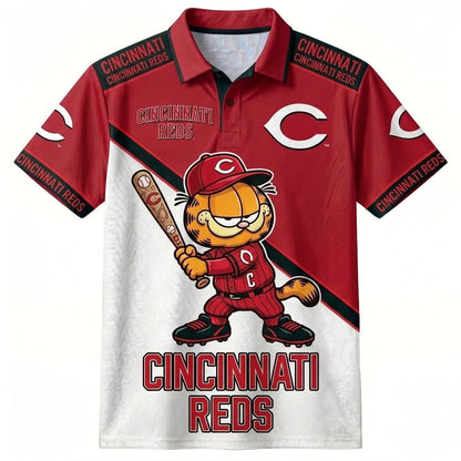 30 Team MLB - Baseball Polo Shirt — Team Color Game Day Polo — Cartoon Cat Baseball Inspired Sports Jersey