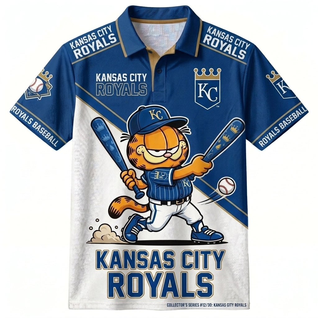30 Team MLB - Baseball Polo Shirt — Team Color Game Day Polo — Cartoon Cat Baseball Inspired Sports  - Custom Fan Apparel Image 18