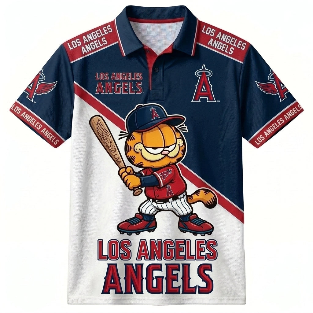 30 Team MLB - Baseball Polo Shirt — Team Color Game Day Polo — Cartoon Cat Baseball Inspired Sports  - Custom Fan Apparel Image 17