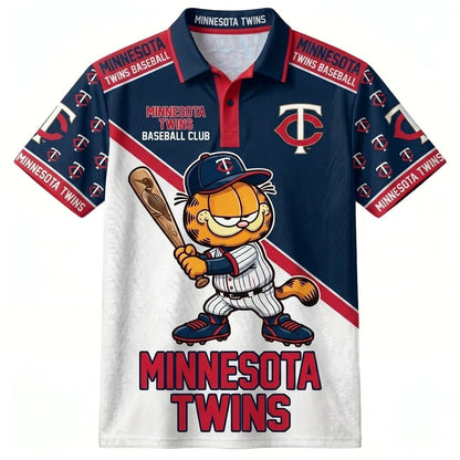 30 Team MLB - Baseball Polo Shirt — Team Color Game Day Polo — Cartoon Cat Baseball Inspired Sports  - Custom Fan Apparel Image 13