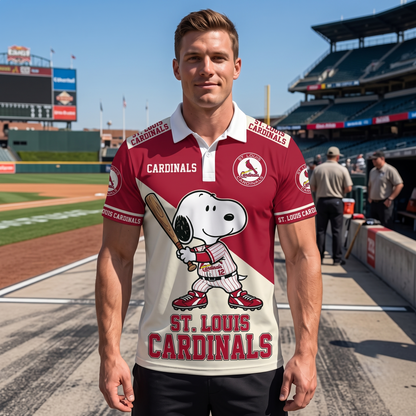 National League — NL Baseball Polo Shirt — Team Color Game Day Polo — Cartoon Dog Baseball Inspired  - Custom Fan Apparel Image 20