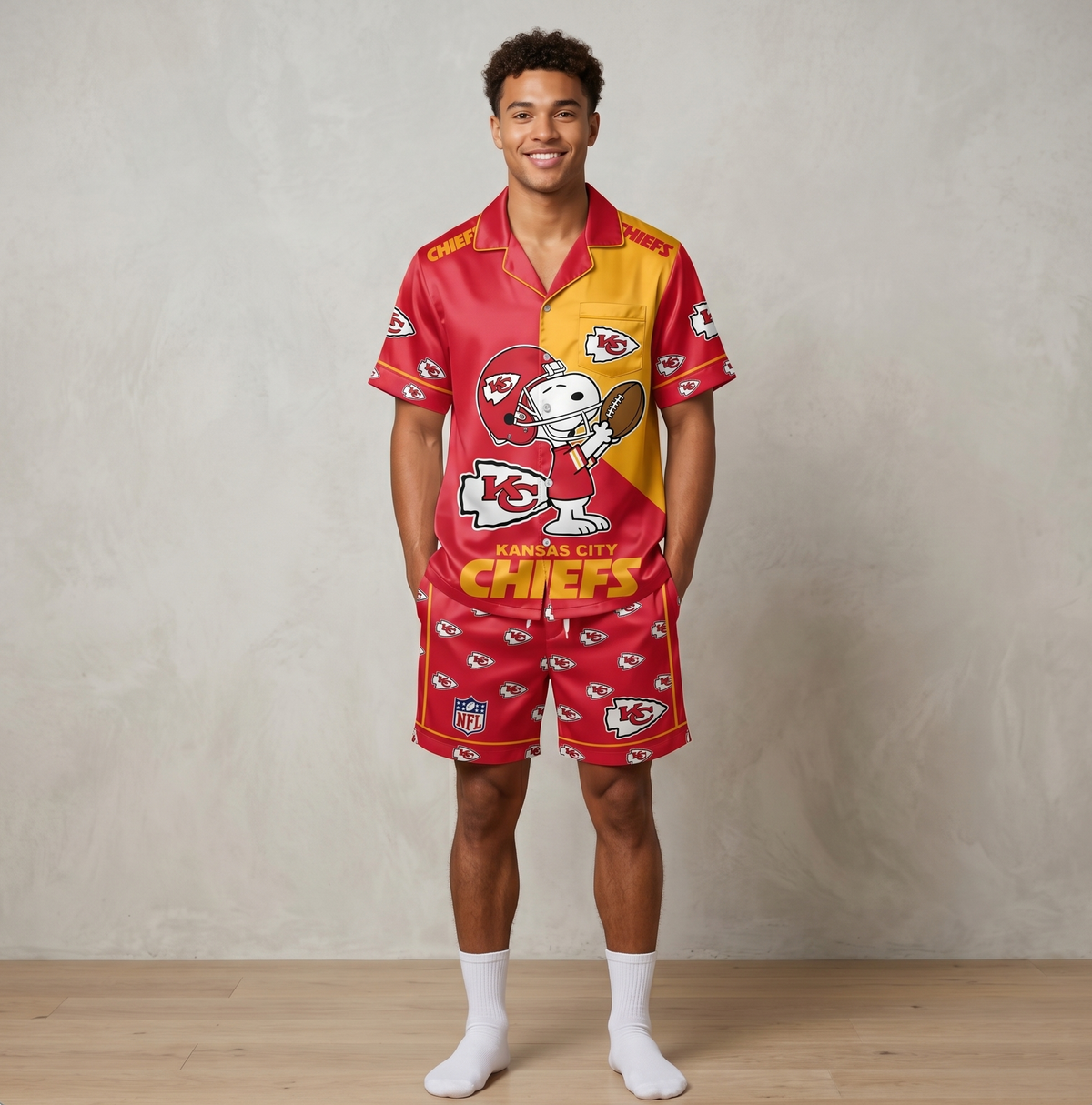 SHORT-SLEEVE PAJAMAS SET FOR TOP TEAM FOOTBALL FAN - Custom Fan Apparel Image 4