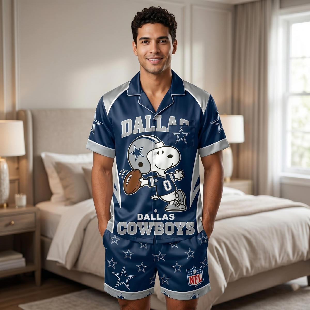 SHORT-SLEEVE PAJAMAS SET FOR TOP TEAM FOOTBALL FAN - Custom Fan Apparel Image 2