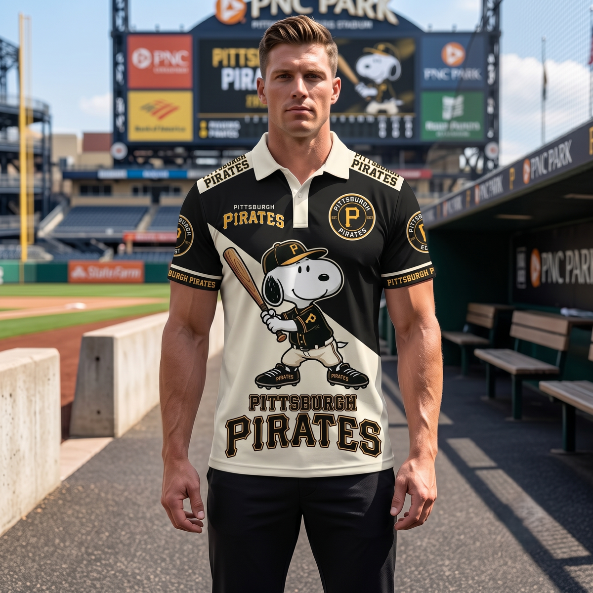 National League — NL Baseball Polo Shirt — Team Color Game Day Polo — Cartoon Dog Baseball Inspired  - Custom Fan Apparel Image 18