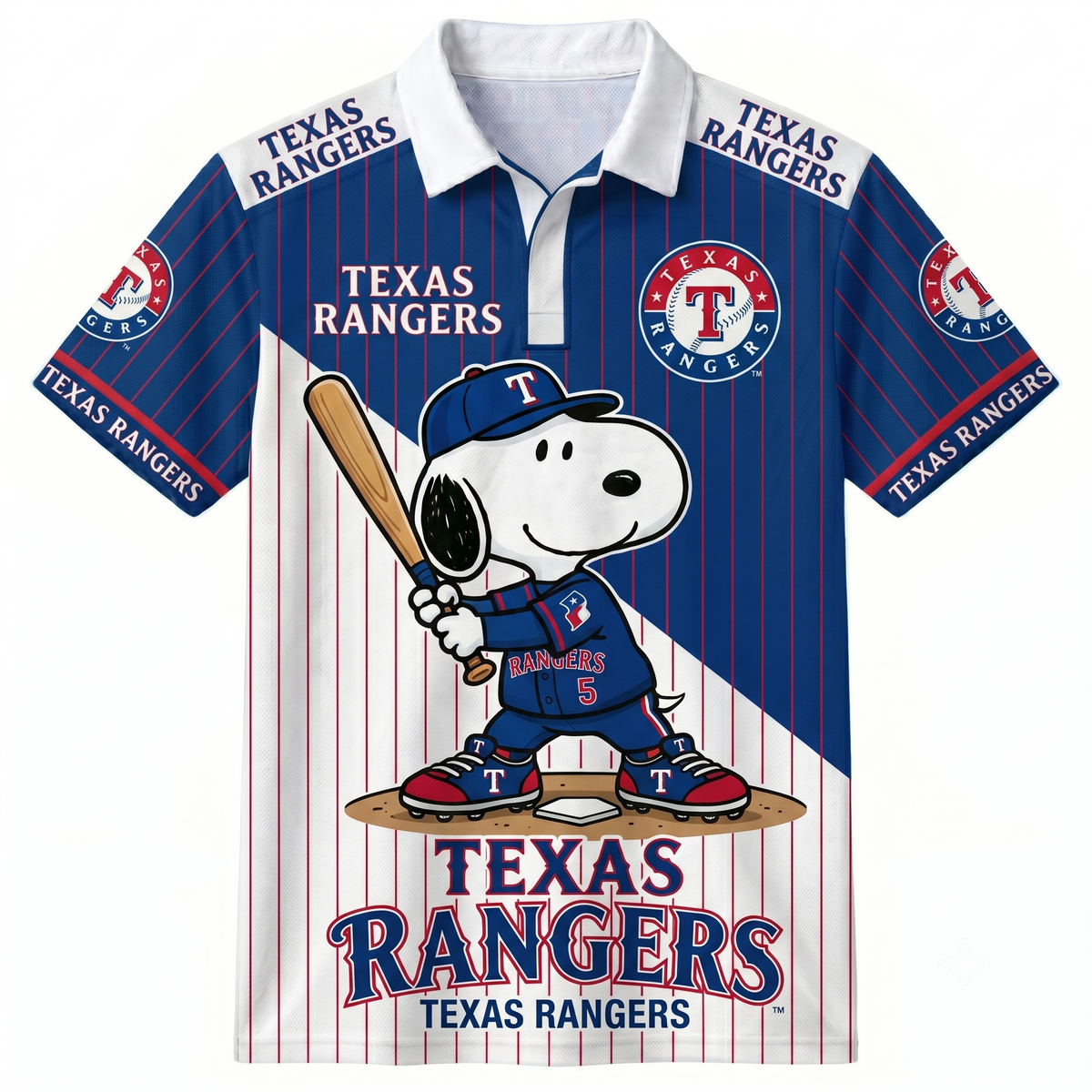 American League - AL Baseball Polo Shirt — Team Color Game Day Polo — Cartoon Dog Baseball Inspired Sports Jersey — Navy Pinstripe Fanwear Shirt