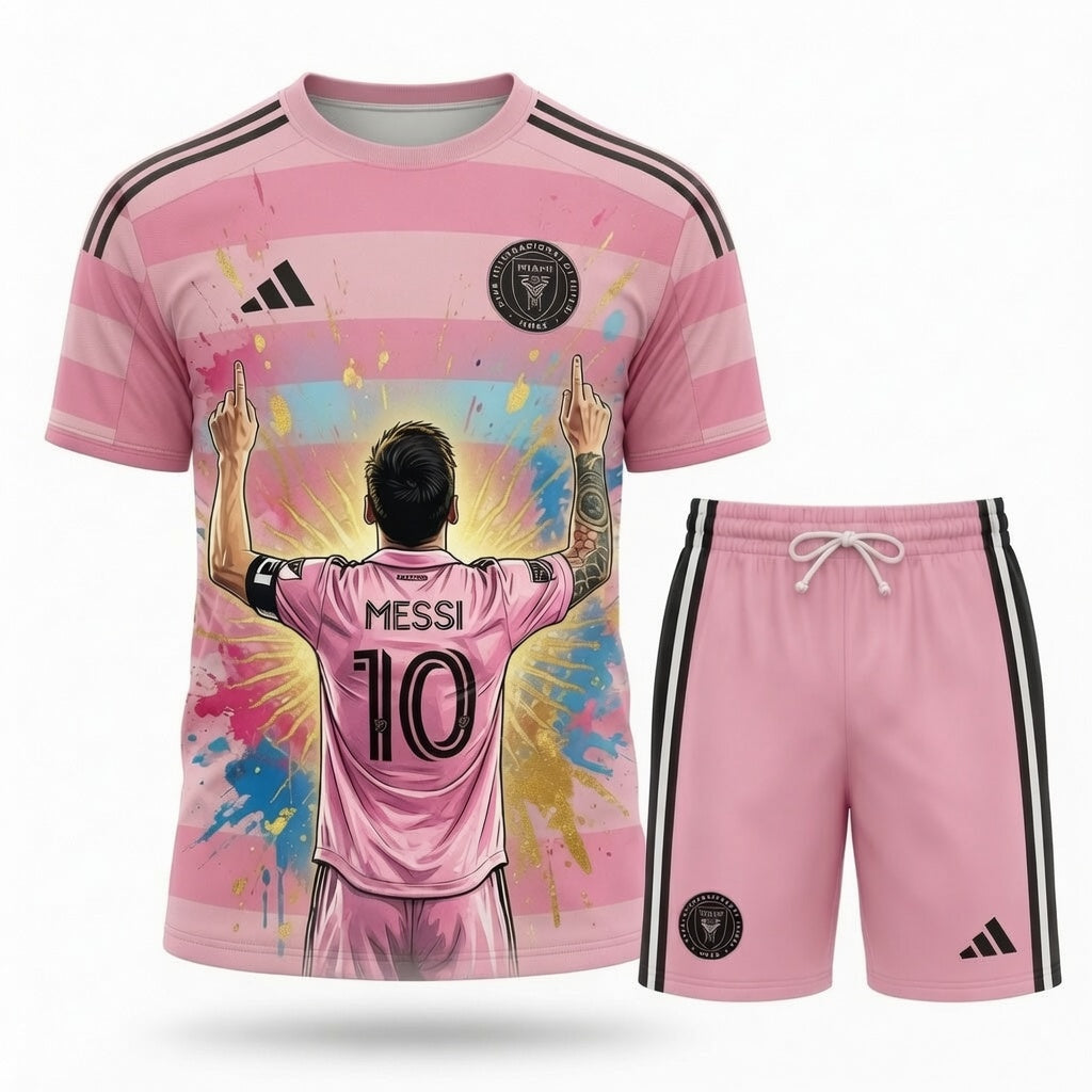 Special Edition Football Legend T-Shirt + Shorts Set — Pink Soccer Fan Outfit - Custom Fan Apparel Image 5
