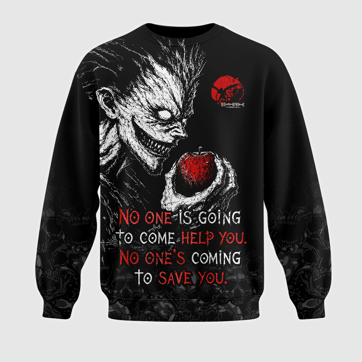 Dark Anime Reaper Graphic Shirt — Gothic Apple Horror T-Shirt — Sweatshirt — Hoodie & Zip Hoodie — S - Custom Fan Apparel Image 2