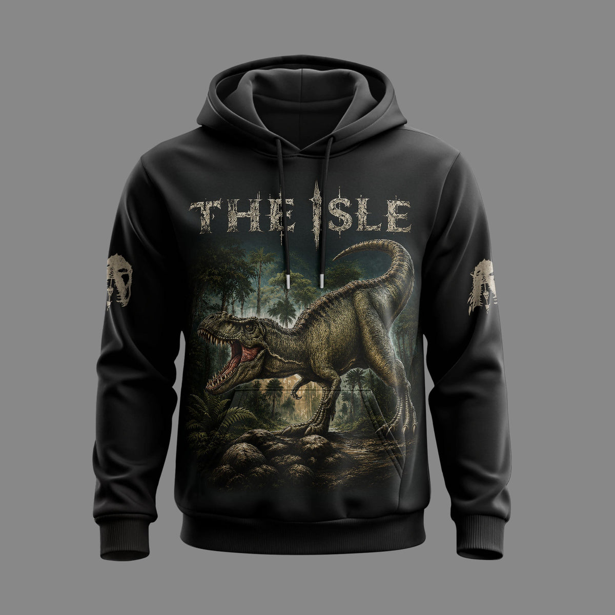 The Isle Dinosaur Apparel Collection — T-Rex Jungle Graphic Hoodie, Zip Hoodie, Sweatshirt & T-Shirt