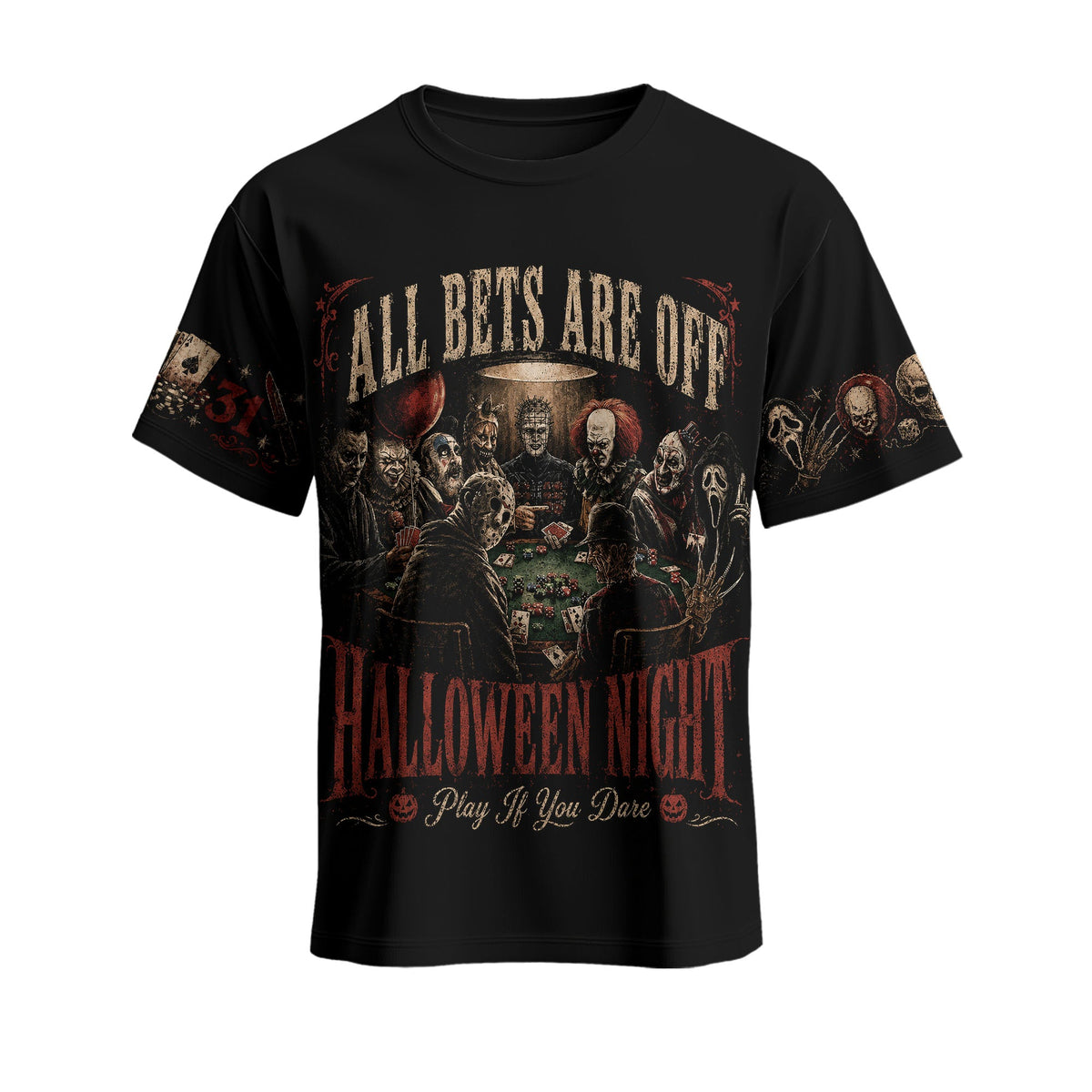 Halloween Night Horror Shirt — Scary Poker Graphic Sweatshirt Hoodie