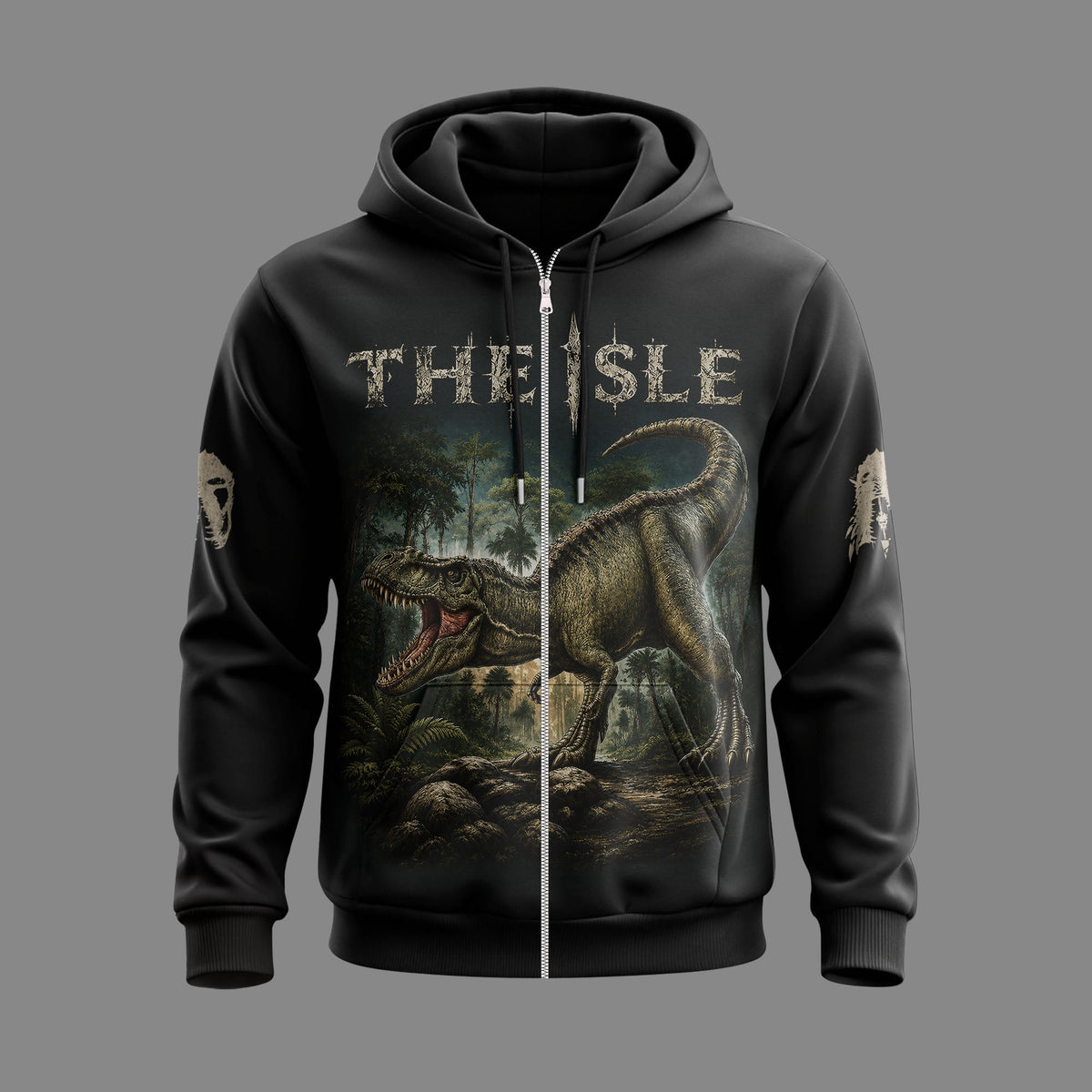 The Isle Dinosaur Apparel Collection — T-Rex Jungle Graphic Hoodie, Zip Hoodie, Sweatshirt & T-Shirt