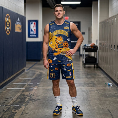 Halloween Basketball Jersey And Shorts Set — Cartoon Cat Sport Fan Outfit | 30 Teams Available
