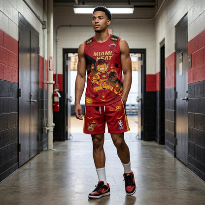 Halloween Basketball Jersey And Shorts Set — Cartoon Cat Sport Fan Outfit | 30 Teams Available