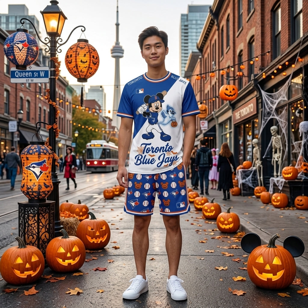 Halloween Baseball Fan T-Shirt And Shorts Set — Cartoon Mouse Sport Outfit | 30 Teams Available - Custom Fan Apparel Image 18