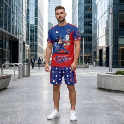 Halloween Baseball Fan T-Shirt And Shorts Set — Cartoon Mouse Sport Outfit | 30 Teams Available