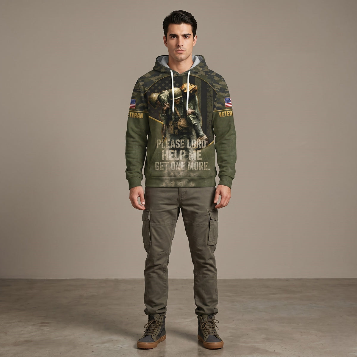 American Veteran Faith Shirt — Jesus Christ Veteran Graphic T-Shirt — Sweatshirt — Hoodie & Zip Hood - Custom Fan Apparel Image 4