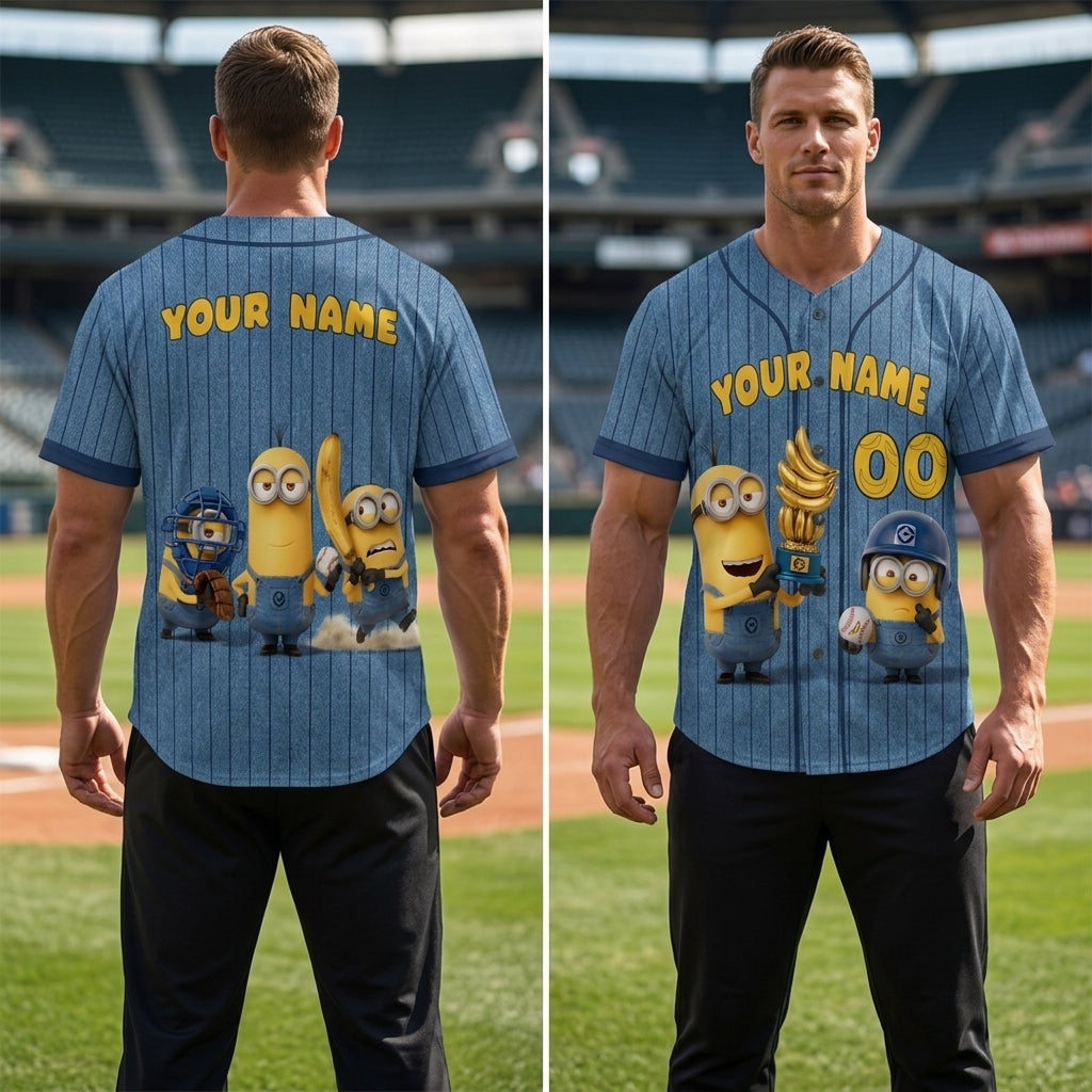 Personalized Baseball Jersey — Custom Name Number Cartoon Character Jersey — Funny Baseball Fan Gift - Custom Fan Apparel Image 4