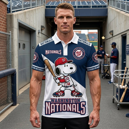 National League — NL Baseball Polo Shirt — Team Color Game Day Polo — Cartoon Dog Baseball Inspired  - Custom Fan Apparel Image 10