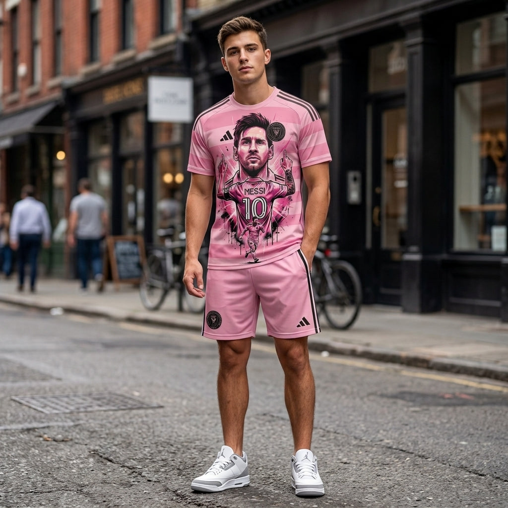 Special Edition Football Legend T-Shirt + Shorts Set — Pink Soccer Fan Outfit - Custom Fan Apparel Image 2