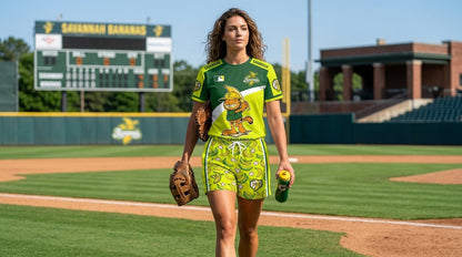 Baseball Fan T-Shirt And Shorts Set — Green Yellow Cartoon Sport Outfit For Summer - Custom Fan Apparel Image 12