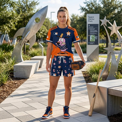 Sport Fan Set T-Shirt + Shorts — Cartoon Dog Baseball Inspired Outfit | All 30 Teams Available