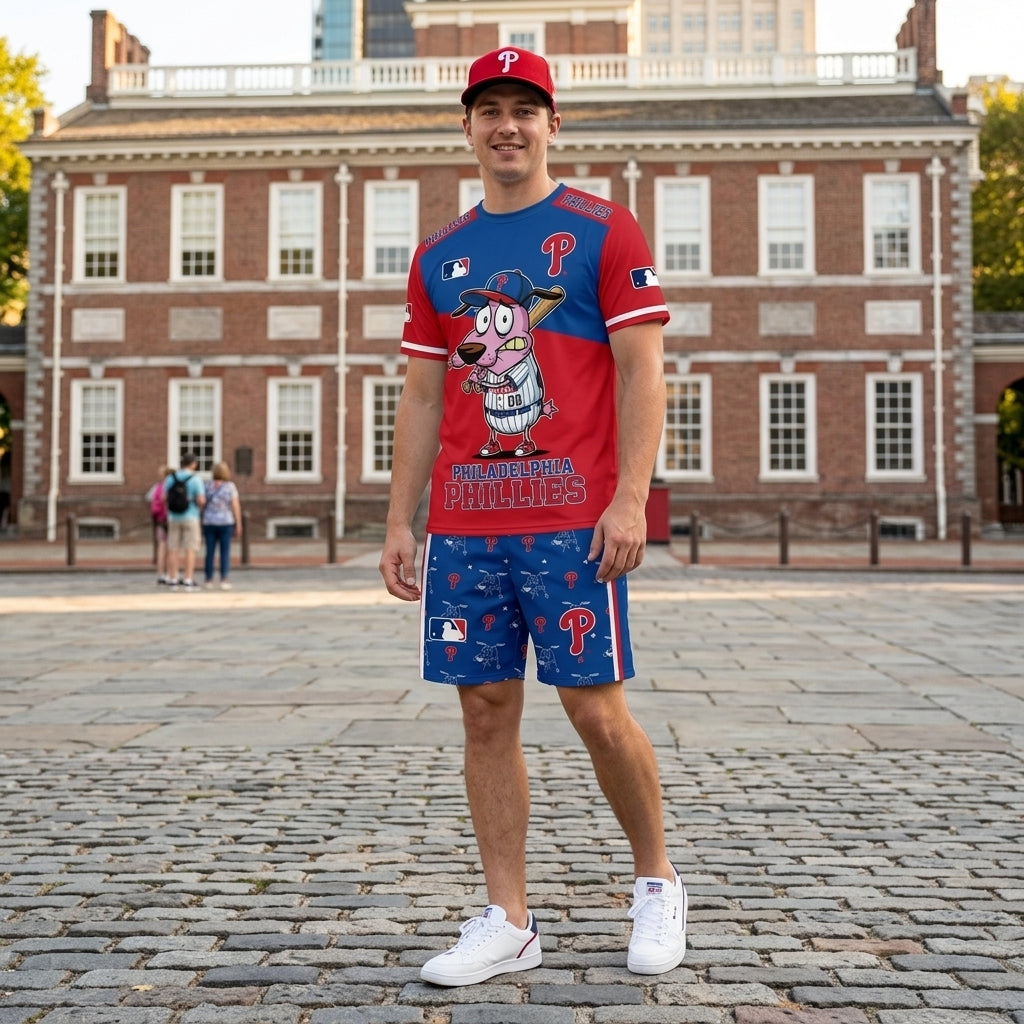 Sport Fan Set T-Shirt + Shorts — Cartoon Dog Baseball Inspired Outfit | All 30 Teams Available