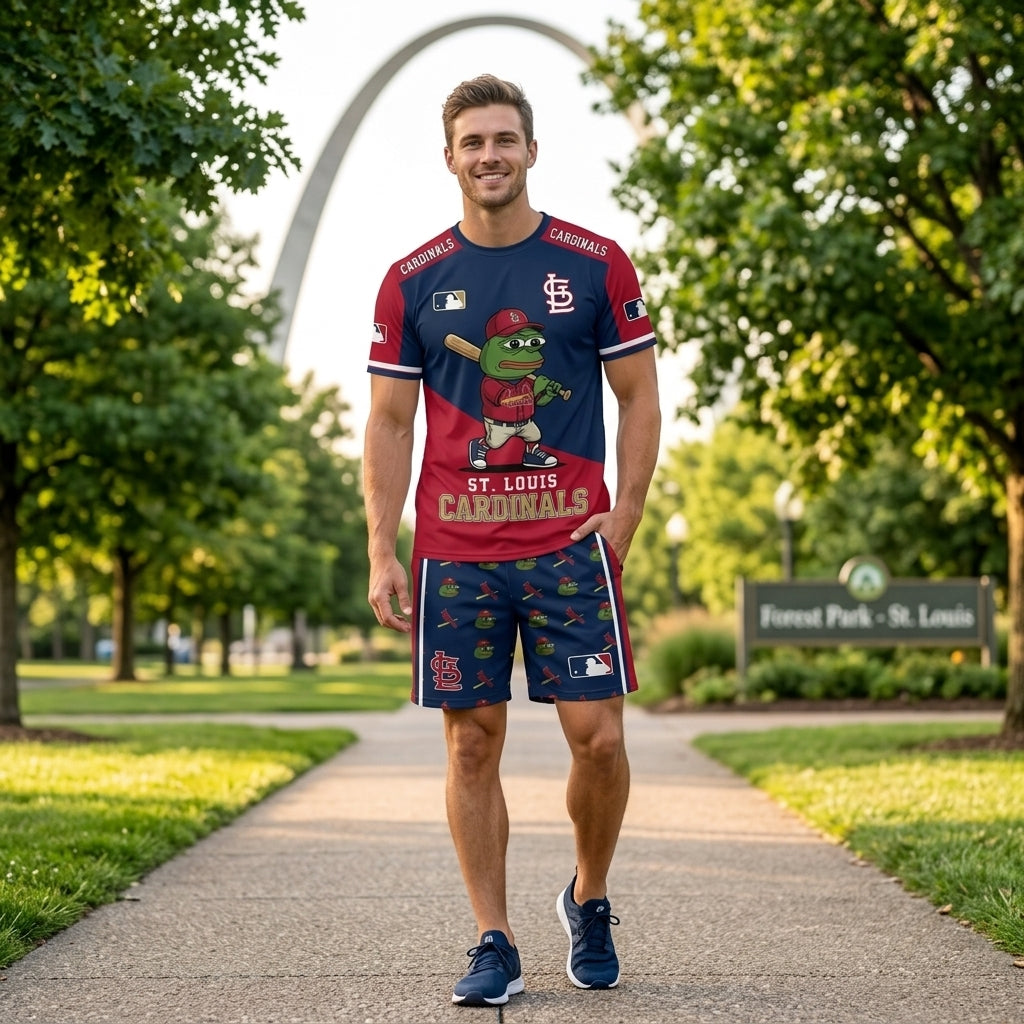 Meme Frog Baseball Fan T-Shirt And Shorts Set — Funny Sport Outfit | 30 Teams Available