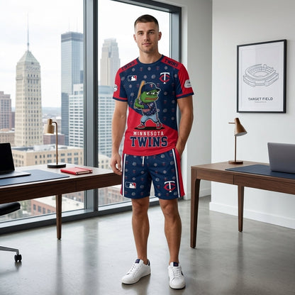 Meme Frog Baseball Fan T-Shirt And Shorts Set — Funny Sport Outfit | 30 Teams Available