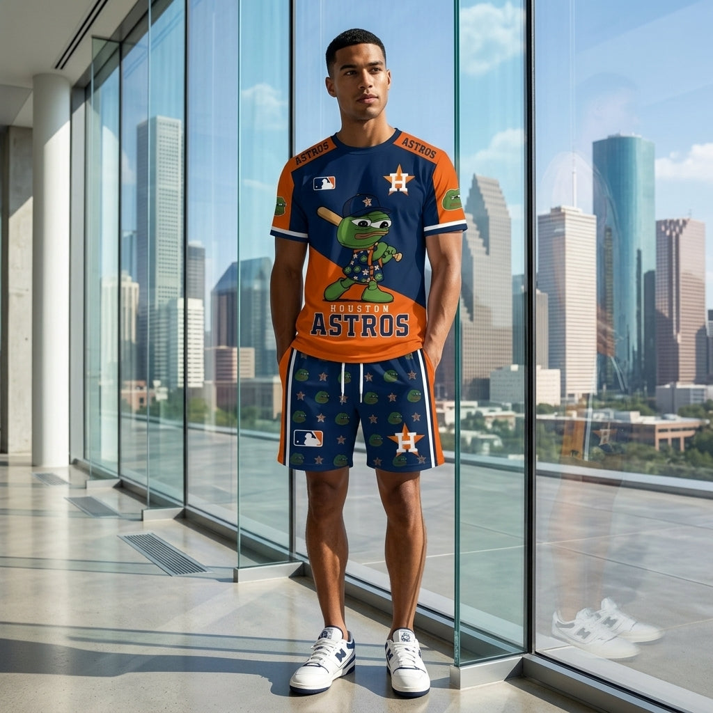 Meme Frog Baseball Fan T-Shirt And Shorts Set — Funny Sport Outfit | 30 Teams Available