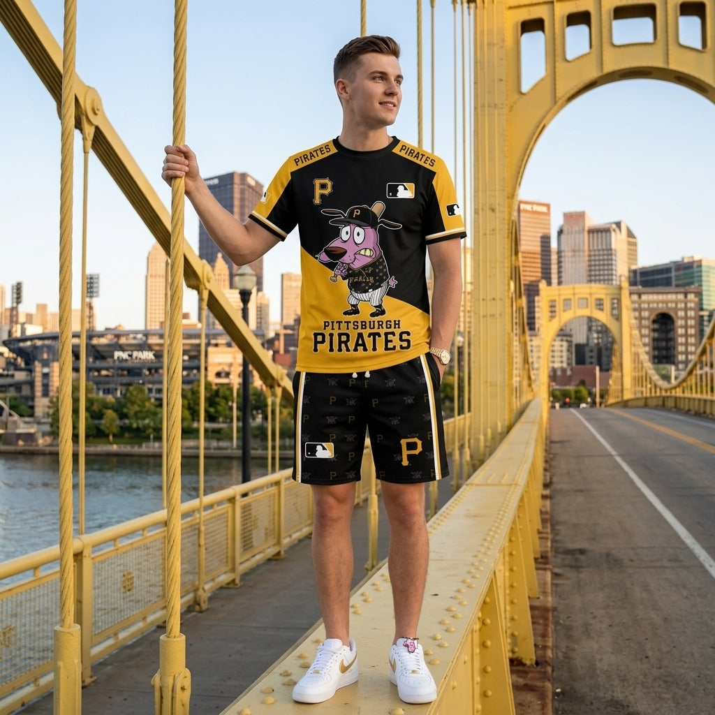 Sport Fan Set T-Shirt + Shorts — Cartoon Dog Baseball Inspired Outfit | All 30 Teams Available