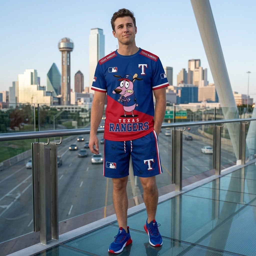 Sport Fan Set T-Shirt + Shorts — Cartoon Dog Baseball Inspired Outfit | All 30 Teams Available
