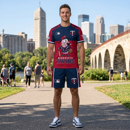Sport Fan Set T-Shirt + Shorts — Cartoon Dog Baseball Inspired Outfit | All 30 Teams Available
