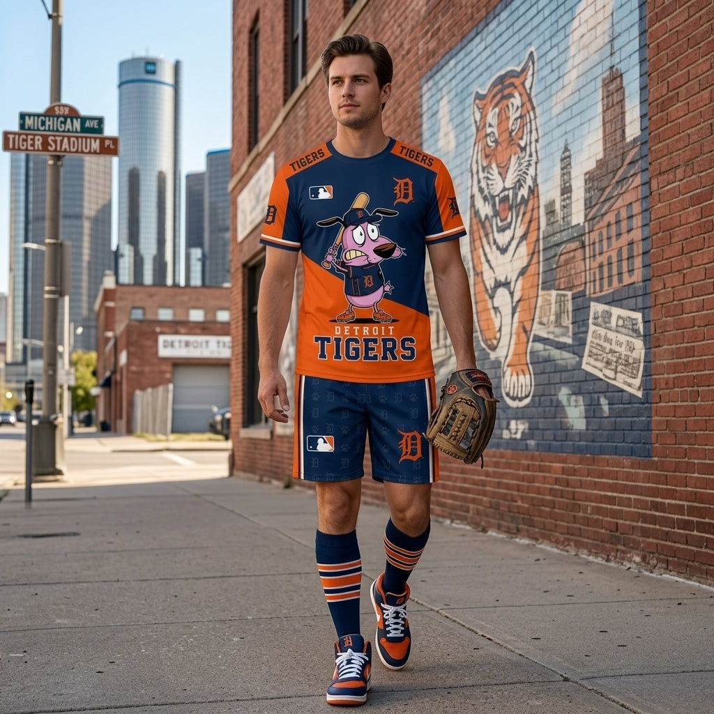 Sport Fan Set T-Shirt + Shorts — Cartoon Dog Baseball Inspired Outfit | All 30 Teams Available