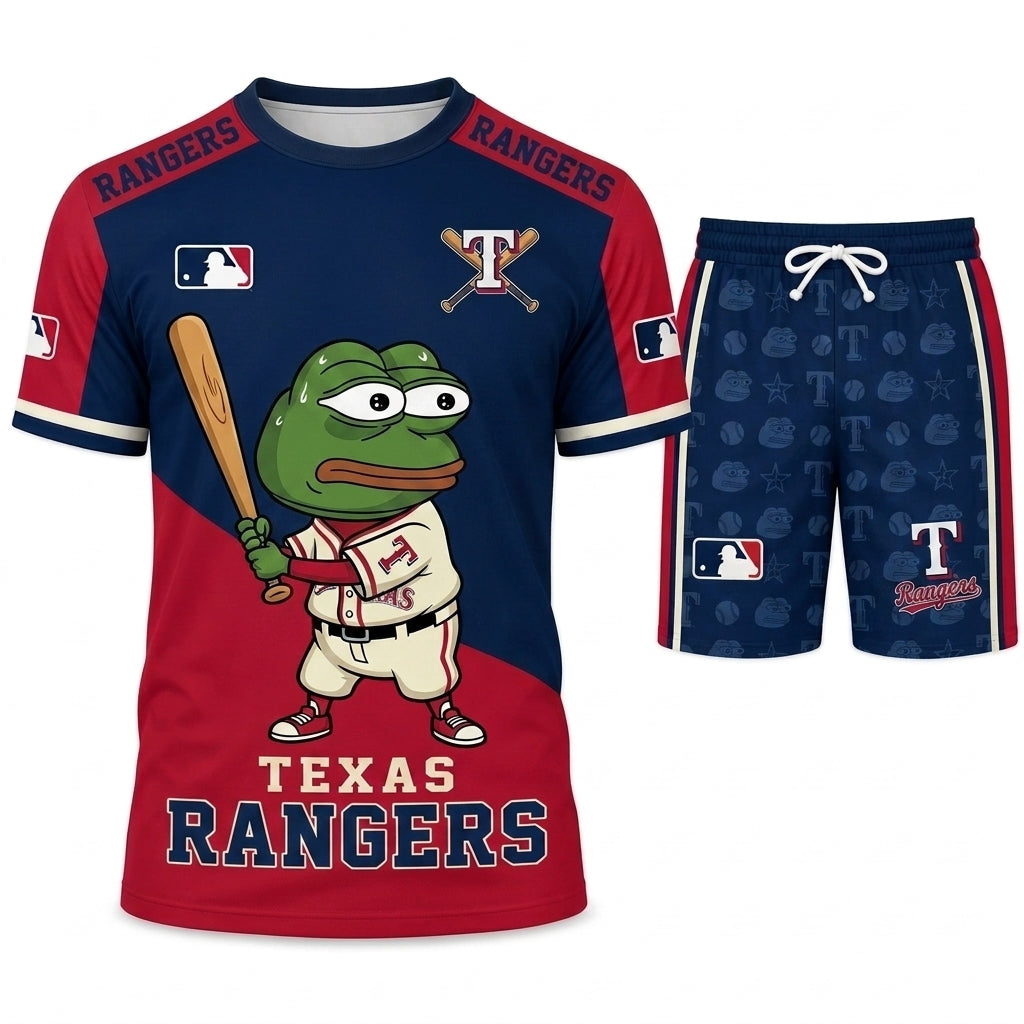 Meme Frog Baseball Fan T-Shirt And Shorts Set — Funny Sport Outfit | 30 Teams Available