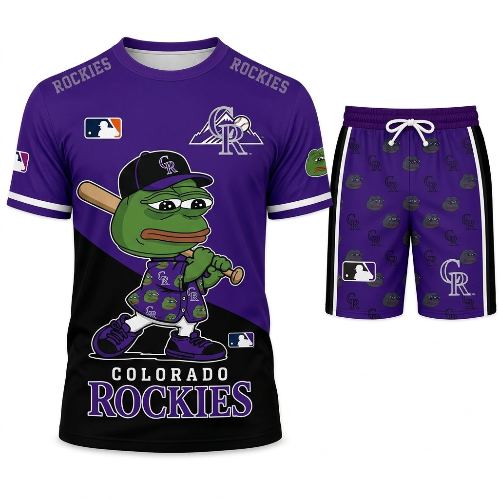 Meme Frog Baseball Fan T-Shirt And Shorts Set — Funny Sport Outfit | 30 Teams Available