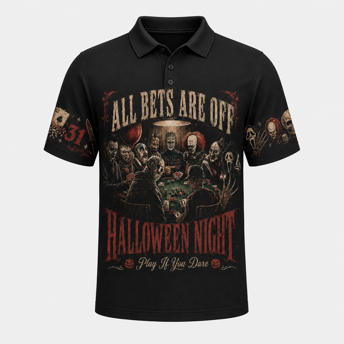 Halloween Night Horror Shirt — Scary Poker Graphic Sweatshirt Hoodie