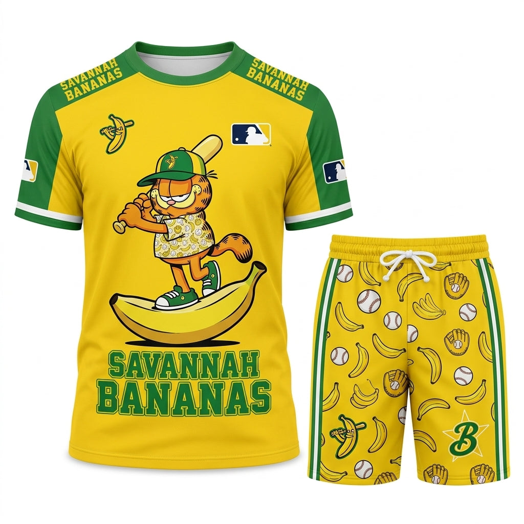 Baseball Fan T-Shirt And Shorts Set — Green Yellow Cartoon Sport Outfit For Summer - Custom Fan Apparel Image 15