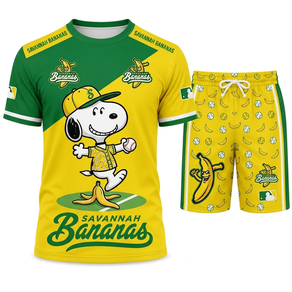 Baseball Fan T-Shirt And Shorts Set — Green Yellow Cartoon Sport Outfit For Summer - Custom Fan Apparel Image 19
