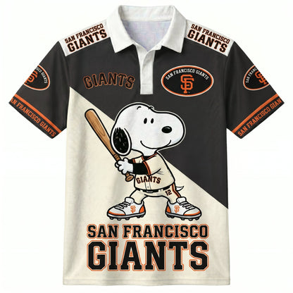 National League — NL Baseball Polo Shirt — Team Color Game Day Polo — Cartoon Dog Baseball Inspired Sports Jersey — Navy Pinstripe Fanwear Shirt