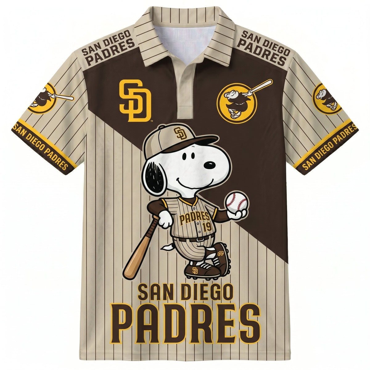 National League — NL Baseball Polo Shirt — Team Color Game Day Polo — Cartoon Dog Baseball Inspired Sports Jersey — Navy Pinstripe Fanwear Shirt