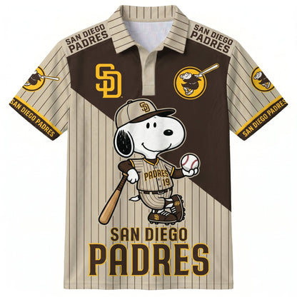 National League — NL Baseball Polo Shirt — Team Color Game Day Polo — Cartoon Dog Baseball Inspired Sports Jersey — Navy Pinstripe Fanwear Shirt