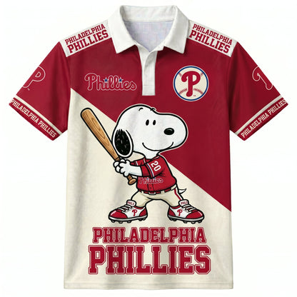 National League — NL Baseball Polo Shirt — Team Color Game Day Polo — Cartoon Dog Baseball Inspired  - Custom Fan Apparel Image 7