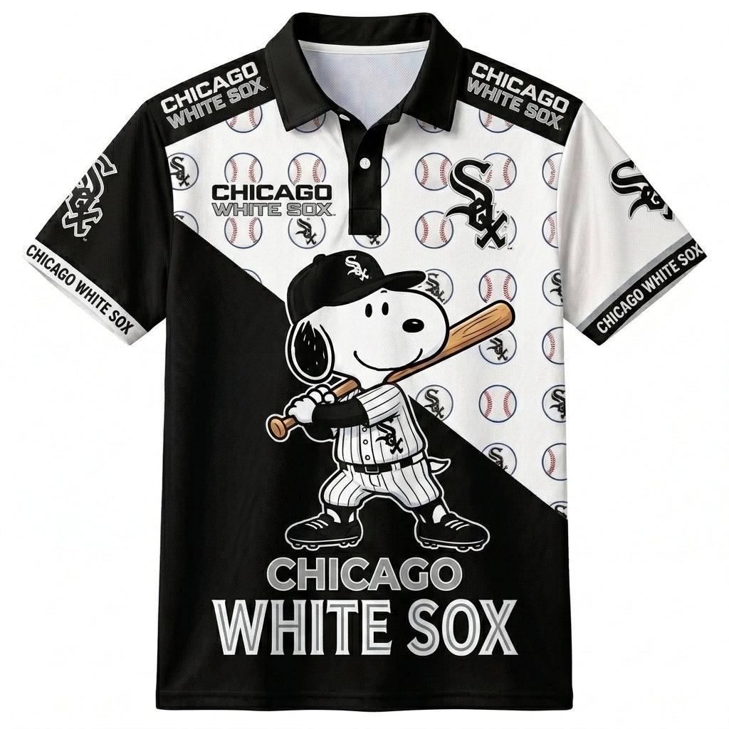 American League - AL Baseball Polo Shirt — Team Color Game Day Polo — Cartoon Dog Baseball Inspired  - Custom Fan Apparel Image 11