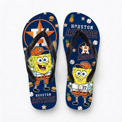 Cartoon Yellow Sponge Baseball Flip Flops — Sport Fan Sandals | 30 Teams Available - Custom Fan Apparel Image 14