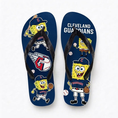 Cartoon Yellow Sponge Baseball Flip Flops — Sport Fan Sandals | 30 Teams Available - Custom Fan Apparel Image 10