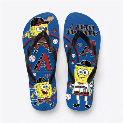 Cartoon Yellow Sponge Baseball Flip Flops — Sport Fan Sandals | 30 Teams Available