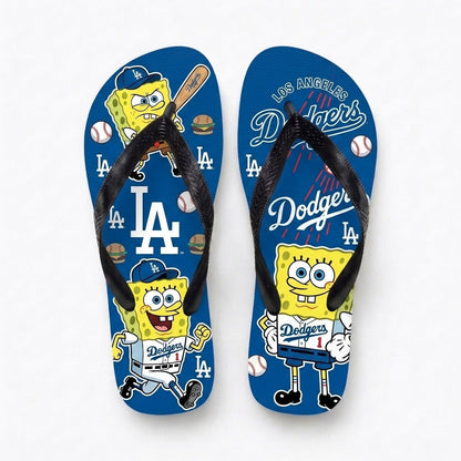 Cartoon Yellow Sponge Baseball Flip Flops — Sport Fan Sandals | 30 Teams Available - Custom Fan Apparel Image 5