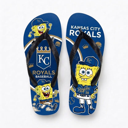 Cartoon Yellow Sponge Baseball Flip Flops — Sport Fan Sandals | 30 Teams Available - Custom Fan Apparel Image 12