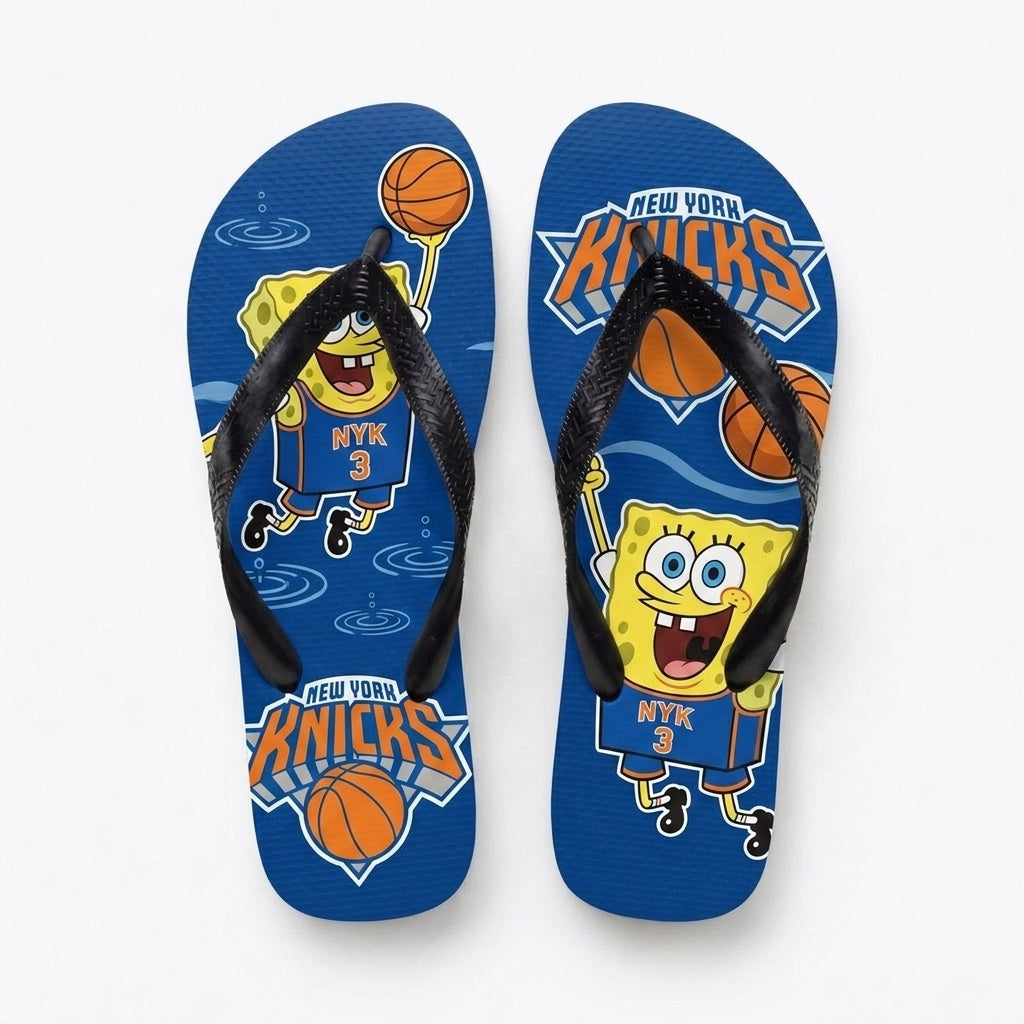 Funny Sponge Basketball Flip Flops — Sport Fan Beach Sandals | 30 Teams Available - Custom Fan Apparel Image 4